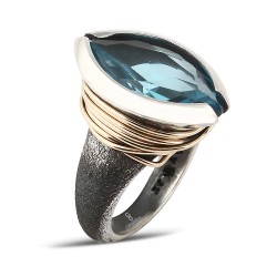 Gumusbox - ÖZEL TASARIM AGUA MARİN TAŞLI YÜZÜK