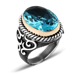 Gumusbox - AKUAMARİN TAŞLI 925 AYAR GÜMÜŞ YÜZÜK