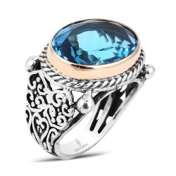 Gumusbox - AKUAMARİN TAŞLI YÜZÜK