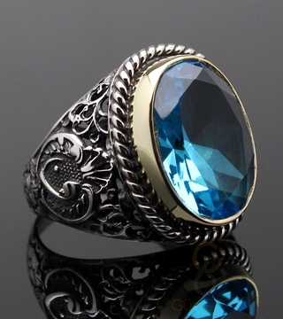 Gumusbox - Akuamarin Taşlı Gümüş Tasarım Yüzük