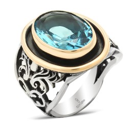 Gumusbox - AKUAMARİN TAŞLI ÖZEL TASARIM GÜMÜŞ YÜZÜK