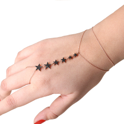 Gumusbox - ALTI YILDIZ ZİRKON TAŞ İŞLEME ROSE KAPLAMA GÜMÜŞ ŞAHMARAN