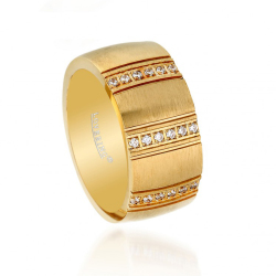 Gumusbox - ALTIN YALDIZLI TEK BAYAN ÇELİK ALYANS