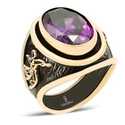 Gumusbox - AMETİST TAŞLI EL YAPIMI DOĞAL TAŞ YÜZÜK