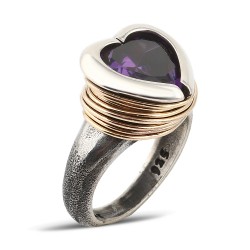 Gumusbox - AMETİST TAŞLI GÜMÜŞ YÜZÜK