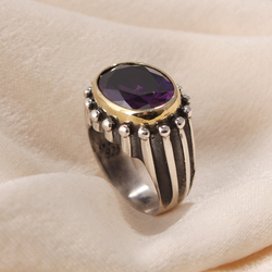 Gumusbox - Ametist Taşlı Gümüş Bayan Yüzük