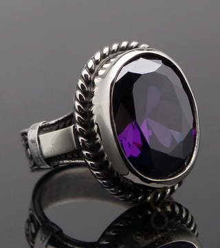 Gumusbox - Ametist Taşlı Özel Tasarım Yüzük