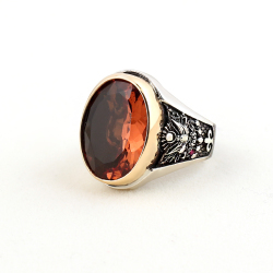 AY YILIDIZ VE DEVLET ARMASI TASARIMLI ZULTANİT TAŞLI GÜMÜŞ YÜZÜK - 3