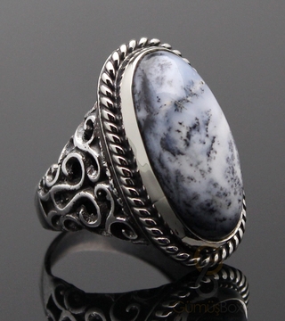 Gumusbox - Dendrit Taşlı Mekik Modeli Yüzük