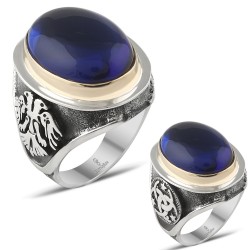 Gumusbox - DOĞAL TAŞLI EL YAPI ÖZEL TASARIM GÜMÜŞ YÜZÜK