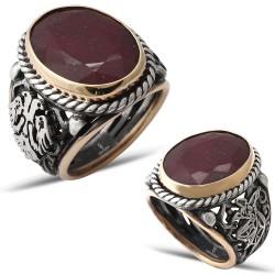 Gumusbox - EL İŞÇİLİĞİ DOĞAL KÖK YAKUT TAŞLI ÖZEL TASARIM YÜZÜK