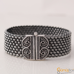 Gumusbox - El Örmesi Gümüş İşlemeli Bileklik