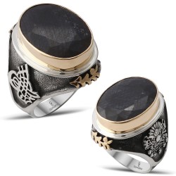 Gumusbox - EL YAPIMI DOĞAL KÖK SAFİR TAŞLI ÖZEL TASARIM YÜZÜK