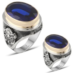 Gumusbox - EL YAPIMI ÖZEL TASARIM TUĞRA DEVLET ARMASI İŞLEMELİ YÜZÜK