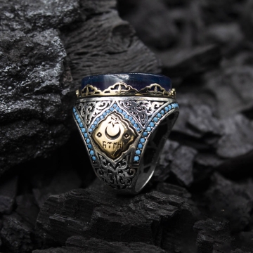 Gumusbox - Eski Usul İslam Usta Berceste Modeli Gümüş Yüzük