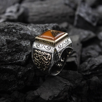 Gumusbox - Eski Usul İslam Usta Girift Modeli Gümüş Yüzük