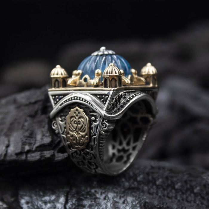 Eski Usul İslam Kubbet-ül Sır Modeli Gümüş Yüzük