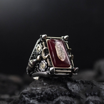 Gumusbox - Eski Usul İslam Usta Nizam-ı Alem Modeli Gümüş Yüzük