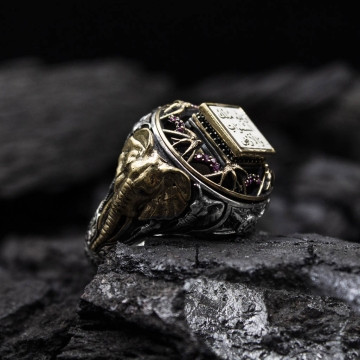 Gumusbox - Eski Usul İslam Usta Ebabil Modeli Gümüş Yüzük