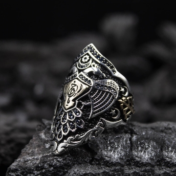 Gumusbox - Eski Usul İslam Usta Kemankeş Modeli Gümüş Yüzük