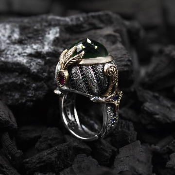 Gumusbox - Eski Usul İslam Usta Saltanat Modeli Gümüş Yüzük