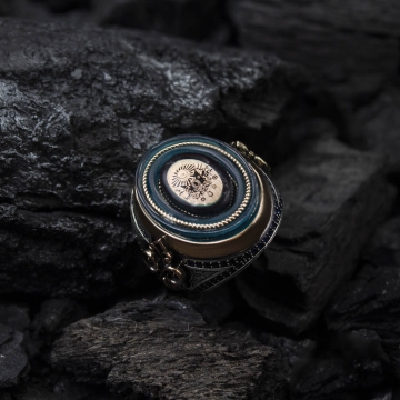 Gumusbox - Eski Usul İslam Usta Sancaktar Modeli Gümüş Yüzük