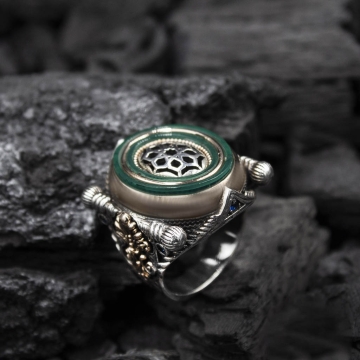 Gumusbox - Eski Usul İslam Usta Yıldız-ı Ferman Modeli Gümüş Yüzük