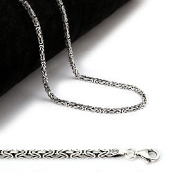 Gumusbox - İNCE KARE KRAL MODEL GÜMÜŞ ERKEK ZİNCİR