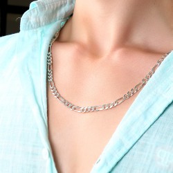 Gumusbox - KUŞ GÖZÜ MODELİ GÜMÜŞ ERKEK ZİNCİR