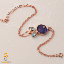 Gumusbox - Mor Mineli Gümüş Bayan Bileklik