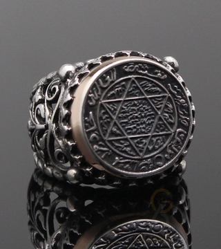 Gumusbox - Oksitli Model Mührü Süleyman Gümüş Yüzük