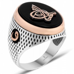 Gumusbox - ONİKS TAŞ ÜZERİNE TUĞRA İŞLEME GÜMÜŞ YÜZÜK