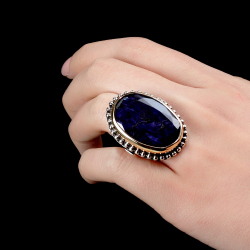 Gumusbox - OVAL KESİM KÖK SAFİR BAYAN YÜZÜĞÜ