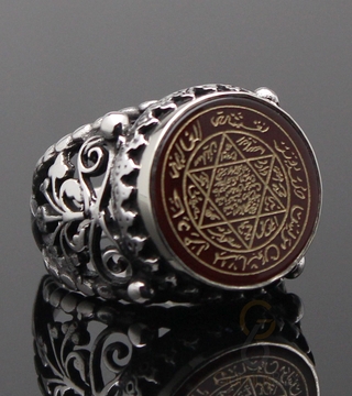 Gumusbox - ÖZEL TASARIM AKİK TAŞI MÜHRÜ SÜLEYMAN YÜZÜK