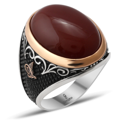 Gumusbox - ÖZEL TASARIM AKİK TAŞLI GÜMÜŞ YÜZÜK