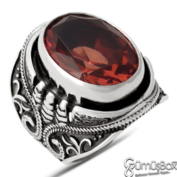 Gumusbox - Özel Tasarım Çiçek ve Pençe İşlemeli Zultanit Taşlı Gümüş Yüzük