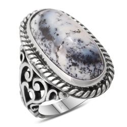 Gumusbox - Özel Tasarım Dendrit Opal Taşlı Gümüş Yüzük