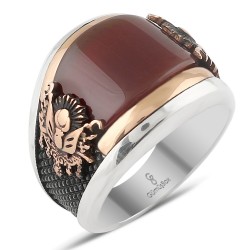 Gumusbox - ÖZEL TASARIM EL YAPIMI AKİK TAŞLI GÜMÜŞ YÜZÜK