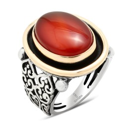 Gumusbox - ÖZEL TASARIM EL YAPIMI AKİK TAŞLI YÜZÜK