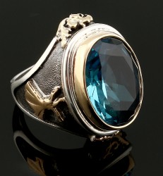 Gumusbox - ÖZEL TASARIM EL YAPIMI AKUAMARİN TAŞLI YÜZÜK