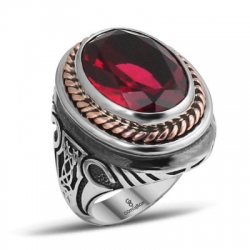 Gumusbox - Özel Tasarım El Yapımı Ortama Göre Renk Değiştiren Zultanit Taşlı Gümüş Erkek Yüzük