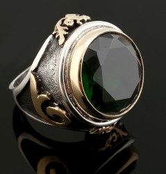 Gumusbox - ÖZEL TASARIM EL YAPIMI YEŞİL ZİRKON TAŞLI YÜZÜK