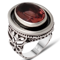 Gumusbox - Özel Tasarım El Yapımı Zultanit Taşlı Klimalı Model Gümüş Erkek Yüzük