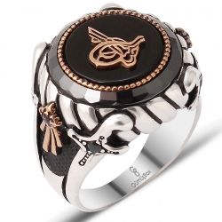 Gumusbox - ÖZEL TASARIM KILIÇ FİGÜRLÜ ONİKS TAŞLI ERKEK YÜZÜK