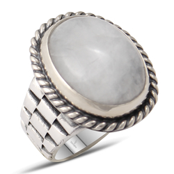 Gumusbox - Özel Tasarım Rolex Modeli Ay Taşlı Gümüş Yüzük