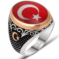 Gumusbox - ÖZEL TASARIM SEDEF TAŞ ÜZERİ MİNE KAPLAMA AY YILDIZ