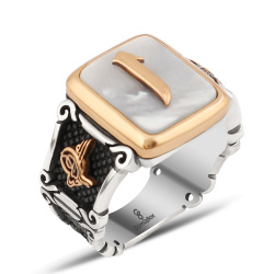 Gumusbox - ÖZEL TASARIM SEDEF TAŞI ÜZERİNE ELİF HARFLİ YÜZÜK