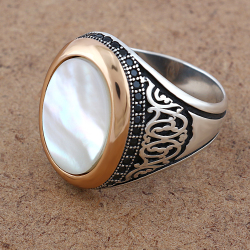 Gumusbox - ÖZEL TASARIM SEDEF TAŞLI SİYAH ZİRKON TAŞ İŞLEMELİ YÜZÜK