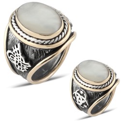 Gumusbox - ÖZEL TASARIM SEDEF TAŞLI TUĞRALI YÜZÜK