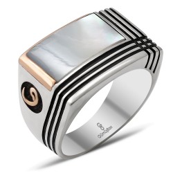 Gumusbox - ÖZEL TASARIM SEDEF TAŞLI VAV İŞLEMELİ GÜMÜŞ YÜZÜK